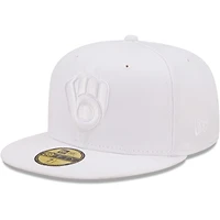 Casquette ajustée 59FIFTY New Era Milwaukee Brewers pour homme, blanc sur