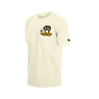 Men's New Era Natural Milwaukee Brewers Dia de los Muertos Sugar Skull T-Shirt