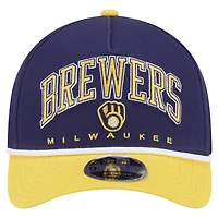 Casquette ajustable New Era Arch 9FORTY A-Frame M-Crown bleu marine/doré pour homme des Milwaukee Brewers