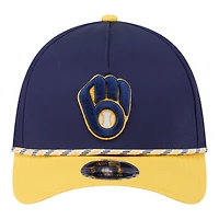 Men's New Era Navy/Gold Milwaukee Brewers Rope M-Crown A-Frame 39THIRTY Flex Hat
