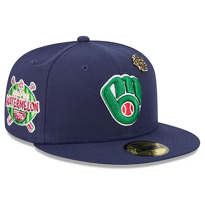 Casquette ajustée New Era 59FIFTY bleu marine des Milwaukee Brewers 2025 Big League Chew pour homme