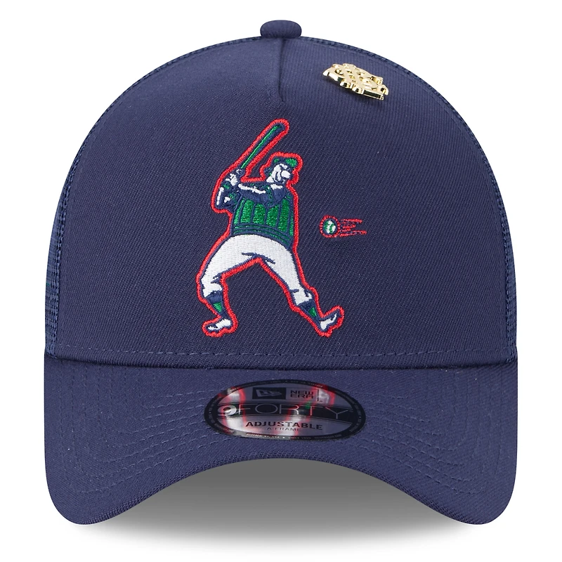 Casquette camionneur ajustable New Era bleu marine Milwaukee Brewers 2025 Big League Chew A-Frame 9FORTY pour homme