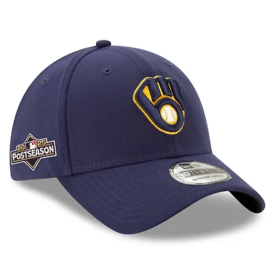 Casquette New Era 39THIRTY Flex bleu marine pour homme, écusson latéral des Milwaukee Brewers, édition 2025 de la MLB
