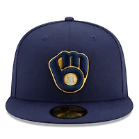Casquette ajustée 59FIFTY bleu marine pour homme des Milwaukee Brewers de la MLB 2025, avec écusson latéral