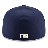 Casquette ajustée 59FIFTY bleu marine pour homme des Milwaukee Brewers de la MLB 2025, avec écusson latéral