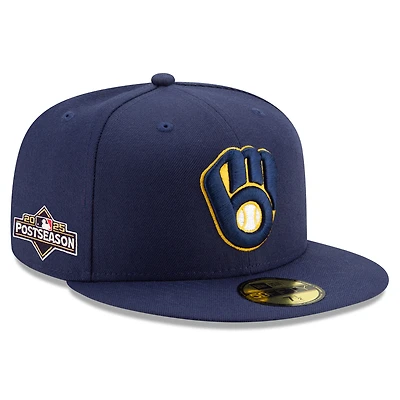 Casquette ajustée 59FIFTY bleu marine pour homme des Milwaukee Brewers de la MLB 2025, avec écusson latéral