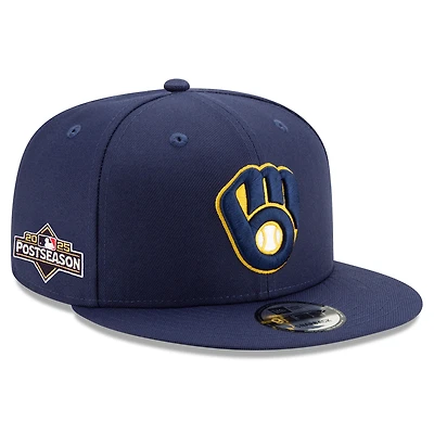 Casquette snapback 9FIFTY bleu marine New Era pour homme, édition 2025 des Milwaukee Brewers, avec patch latéral
