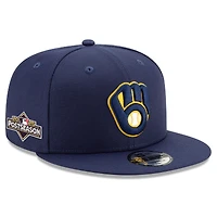 Casquette snapback 9FIFTY bleu marine New Era pour homme, édition 2025 des Milwaukee Brewers, avec patch latéral