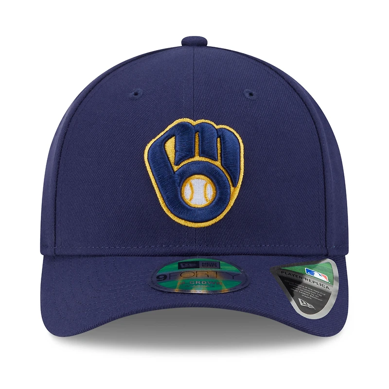 Casquette ajustable 9FORTY bleu marine New Era pour homme, édition 2025 des Milwaukee Brewers, avec patch latéral