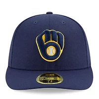 Casquette ajustée 59FIFTY à profil bas New Era bleu marine pour homme, édition 2025 des Milwaukee Brewers, avec patch latéral