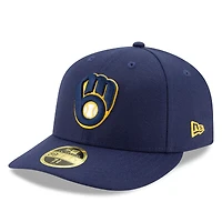 Casquette ajustée 59FIFTY à profil bas New Era bleu marine pour homme, édition 2025 des Milwaukee Brewers, avec patch latéral