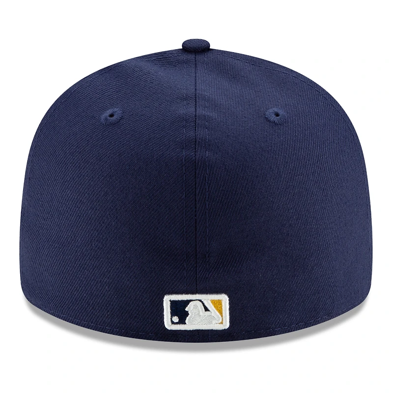 Casquette ajustée 59FIFTY à profil bas New Era bleu marine pour homme, édition 2025 des Milwaukee Brewers, avec patch latéral