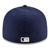 Casquette ajustée 59FIFTY à profil bas New Era bleu marine pour homme, édition 2025 des Milwaukee Brewers, avec patch latéral
