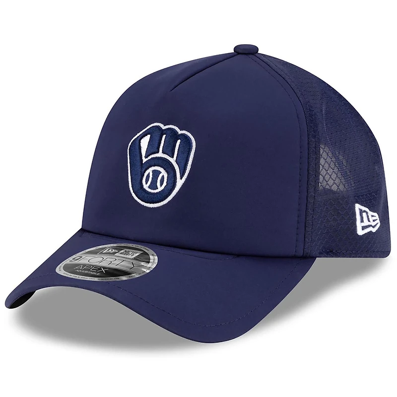 Casquette trucker ajustable New Era Apex 9FORTY, bleu marine, Milwaukee Brewers, édition 2026, pour homme