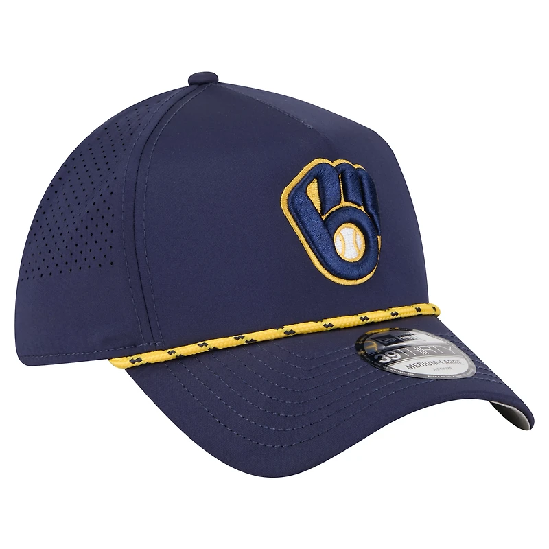 Casquette perforée A-Frame Flex New Era bleu marine Milwaukee Brewers 39THIRTY pour homme