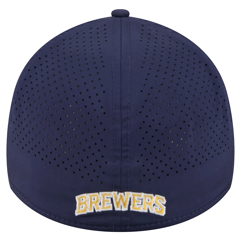 Casquette perforée A-Frame Flex New Era bleu marine Milwaukee Brewers 39THIRTY pour homme