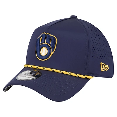 Casquette perforée A-Frame Flex New Era bleu marine Milwaukee Brewers 39THIRTY pour homme