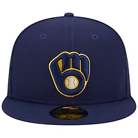 Men's New Era Navy Milwaukee Brewers  50th Anniversary Team Color 59FIFTY Fitted Hat