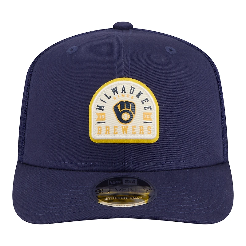 Men's New Era Navy Milwaukee Brewers Contest 9SEVENTY Adjustable Trucker Hat