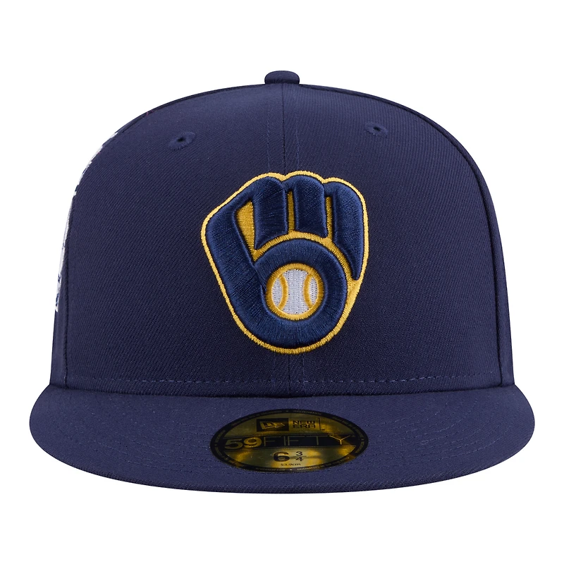 Men's New Era  Navy Milwaukee Brewers Hidden Hit 59FIFTY Fitted Hat