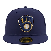 Men's New Era  Navy Milwaukee Brewers Hidden Hit 59FIFTY Fitted Hat