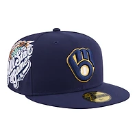 Men's New Era  Navy Milwaukee Brewers Hidden Hit 59FIFTY Fitted Hat