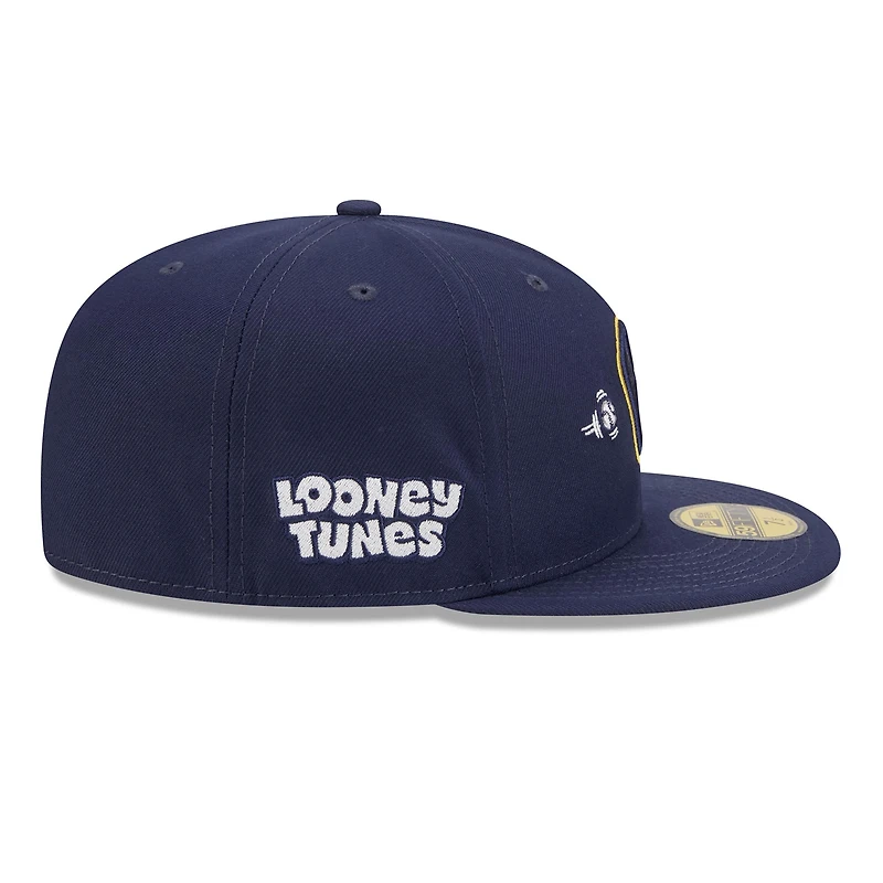 Men's New Era Navy Milwaukee Brewers Looney Tunes Bugs Bunny 59FIFTY Fitted Hat