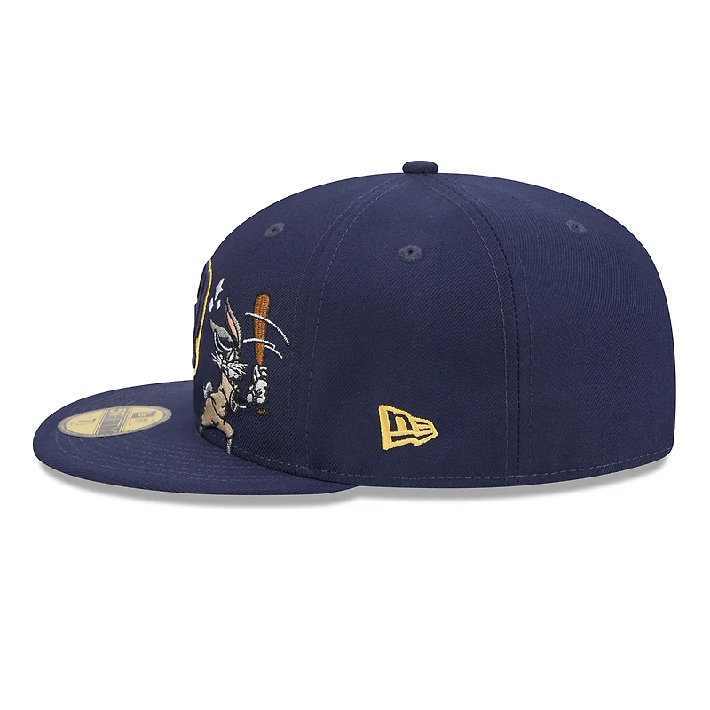 Men's New Era Navy Milwaukee Brewers Looney Tunes Bugs Bunny 59FIFTY Fitted Hat