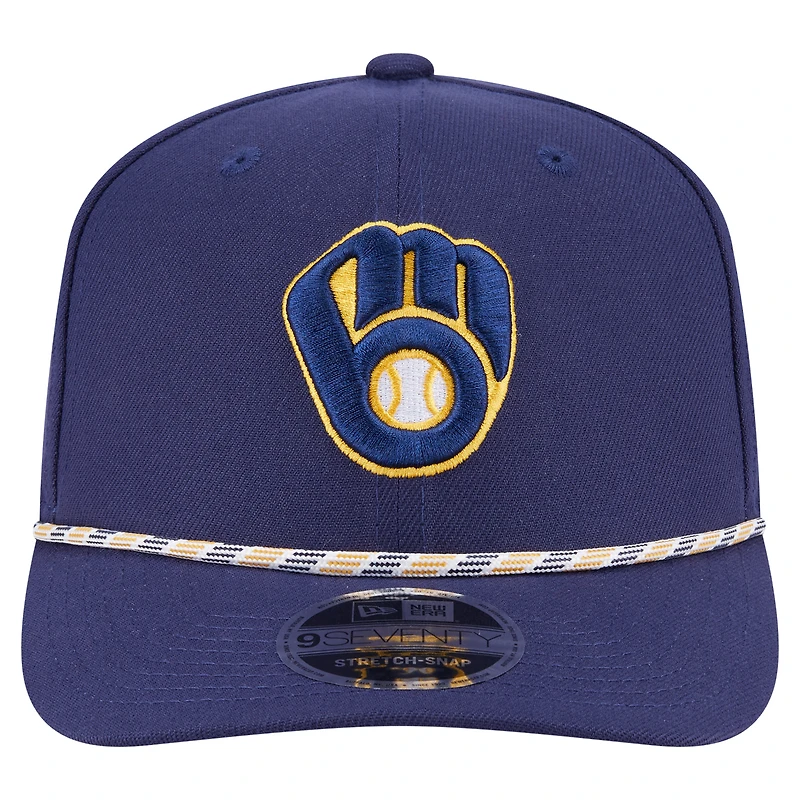 Men's New Era Navy Milwaukee Brewers Multi-Rope 9SEVENTY Stretch-Snap Hat