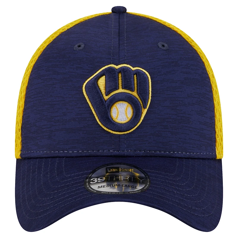 Casquette flexible Neo 39THIRTY Milwaukee Brewers New Era pour hommes, bleu marine