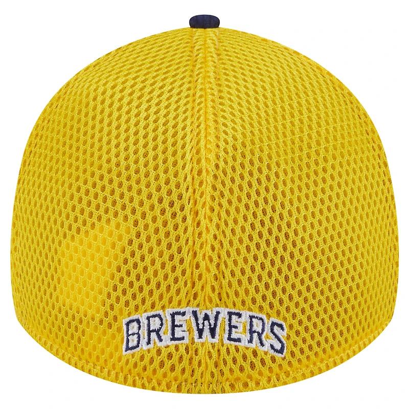 Casquette flexible Neo 39THIRTY Milwaukee Brewers New Era pour hommes, bleu marine