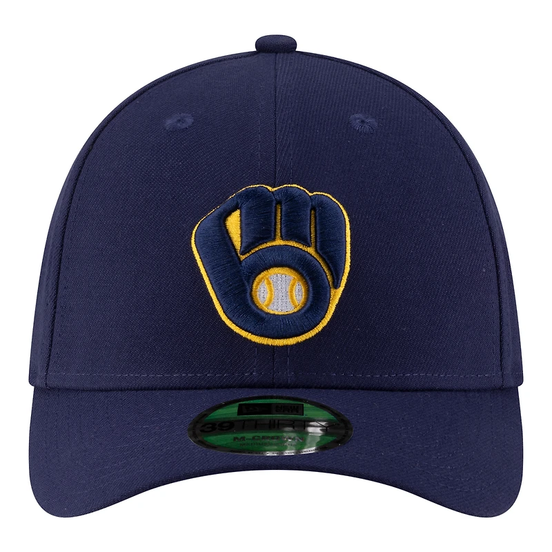 Casquette New Era bleu marine Milwaukee Brewers, réplique joueur 39THIRTY M-Crown Flex