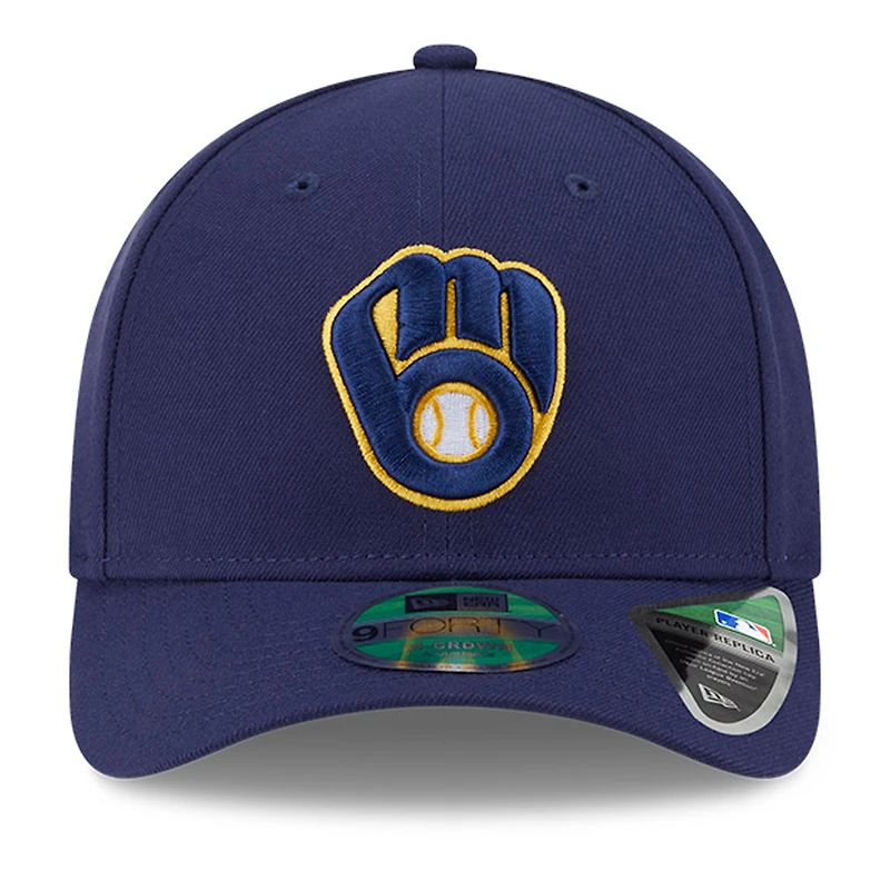 Casquette ajustable New Era bleu marine Milwaukee Brewers Player Replica 9FORTY pour homme