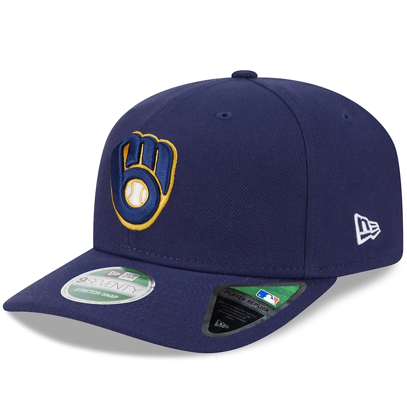 Casquette ajustable New Era bleu marine Milwaukee Brewers Player Replica 9SEVENTY pour homme