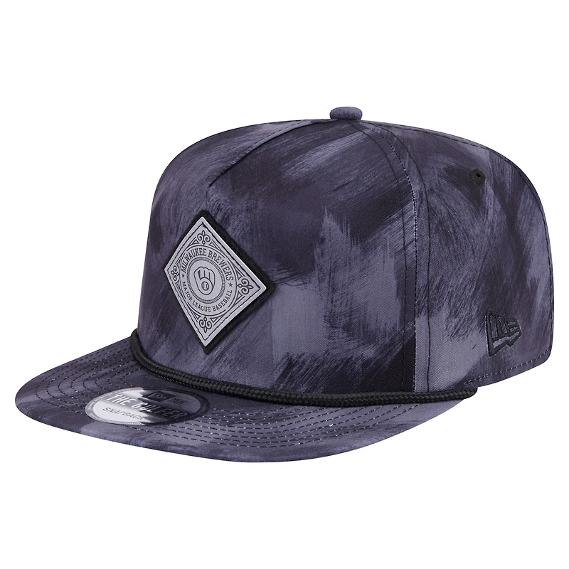 Casquette de golf à imprimé snapback bleu marine Milwaukee Brewers de New Era pour homme