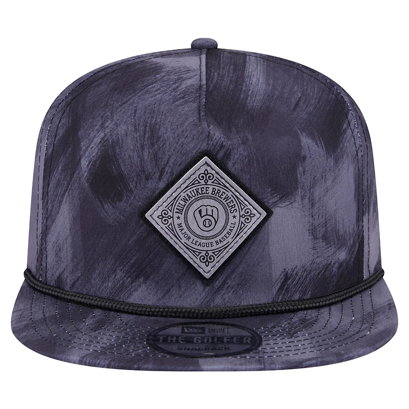 Casquette de golf à imprimé snapback bleu marine Milwaukee Brewers de New Era pour homme