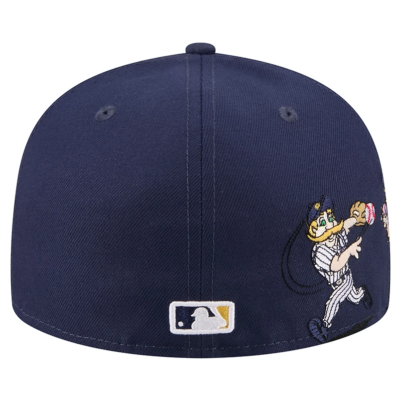 Men's New Era Navy Milwaukee Brewers Run Mascot 59FIFTY Fitted Hat