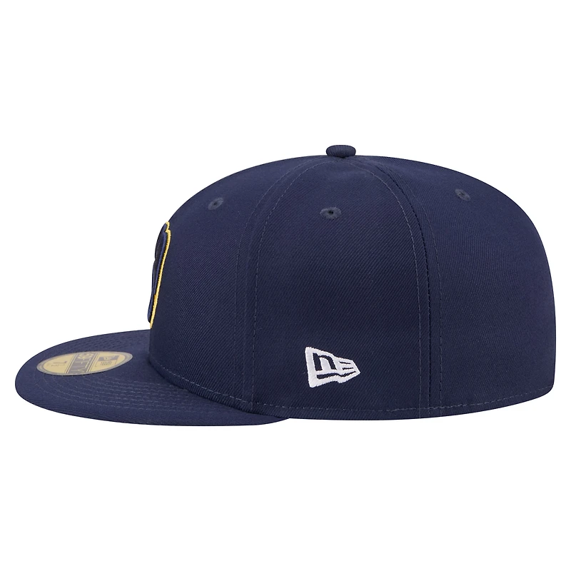 Casquette ajustée New Era 59FIFTY pour homme, bleu marine, motif mascotte des Milwaukee Brewers.