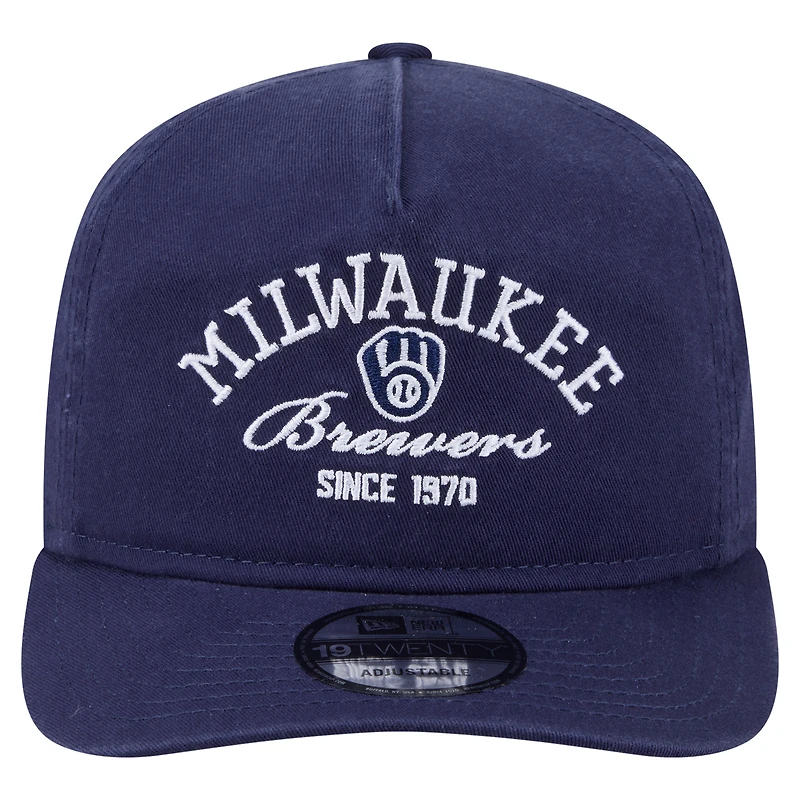 Men's New Era Navy Milwaukee Brewers Stacked 19TWENTY Adjustable Hat