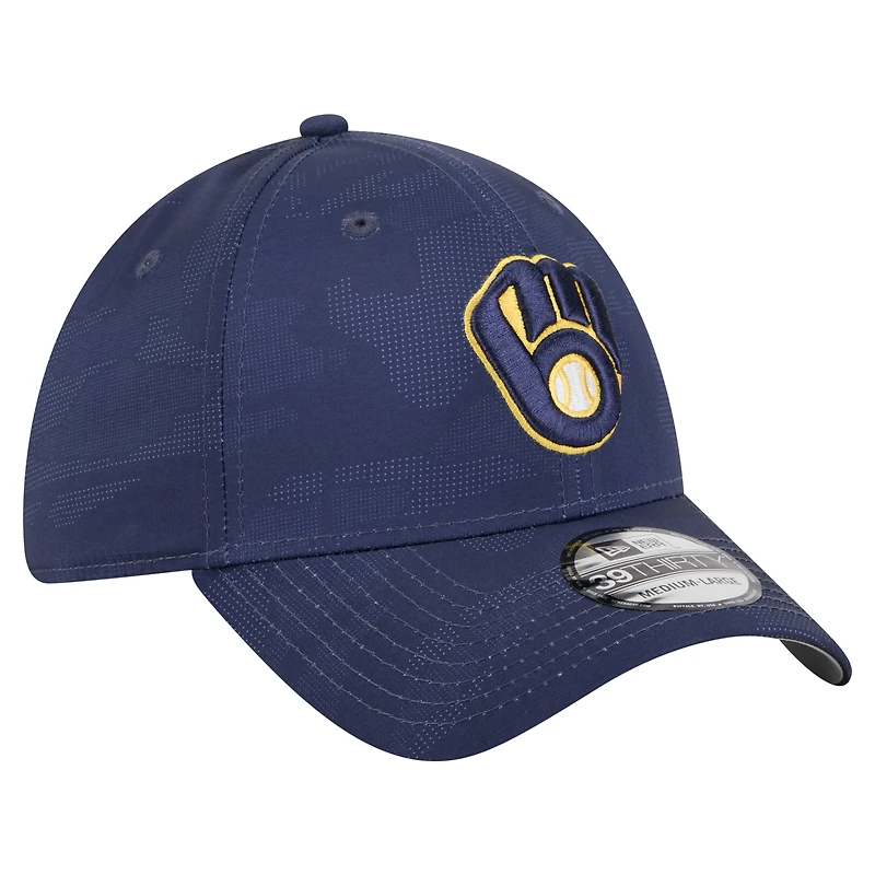 Casquette New Era 39THIRTY Flex bleu marine Milwaukee Brewers pour homme