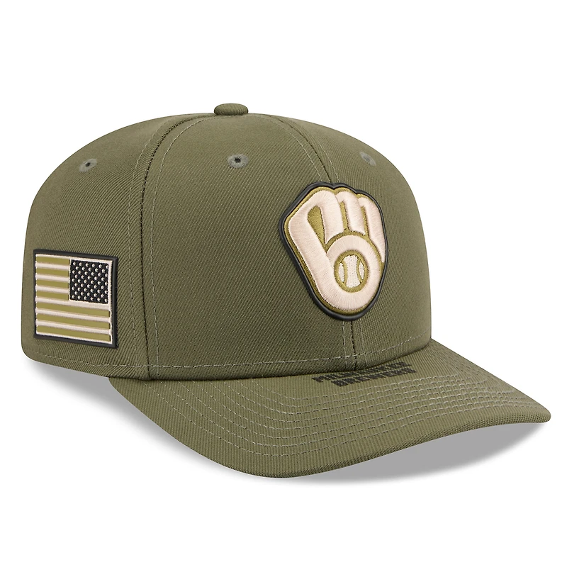 Men's New Era Olive Milwaukee Brewers 2026 Armed Forces Day 9SEVENTY Adjustable Hat