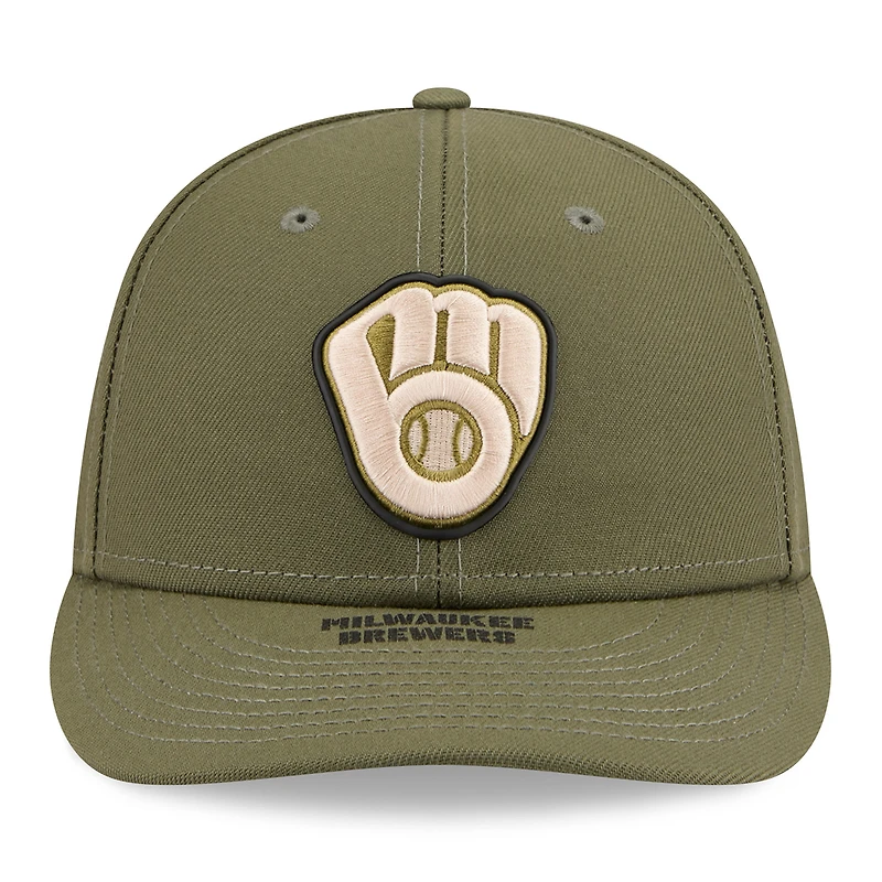 Casquette ajustée New Era 59FIFTY pour homme, couleur olive, Milwaukee Brewers, édition spéciale 2026 Journée des forces armées.
