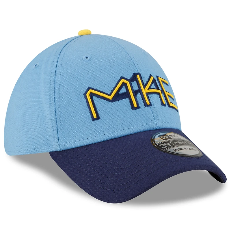 Casquette Flex New Era Milwaukee Brewers 2022 City Connect 39THIRTY bleu poudré pour homme