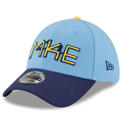 Casquette Flex New Era Milwaukee Brewers 2022 City Connect 39THIRTY bleu poudré pour homme