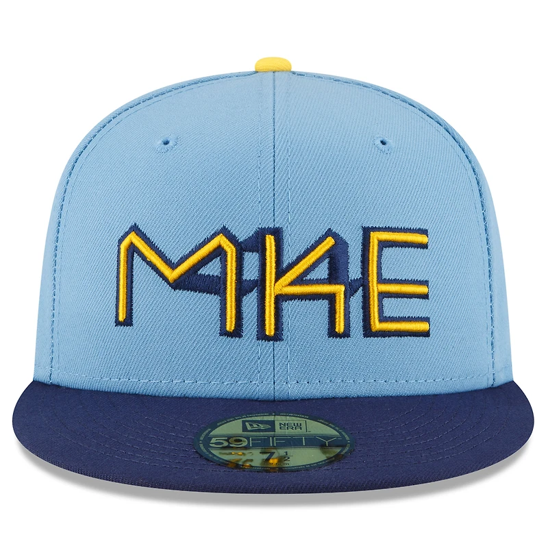 Casquette ajustée 59FIFTY New Era Brewers 2022 City Connect des Milwaukee bleu poudré pour homme