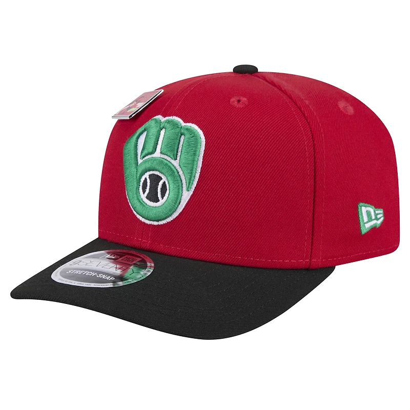 Casquette ajustable 9SEVENTY Big League Chew pour homme New Era rouge/noir Milwaukee Brewers 2024