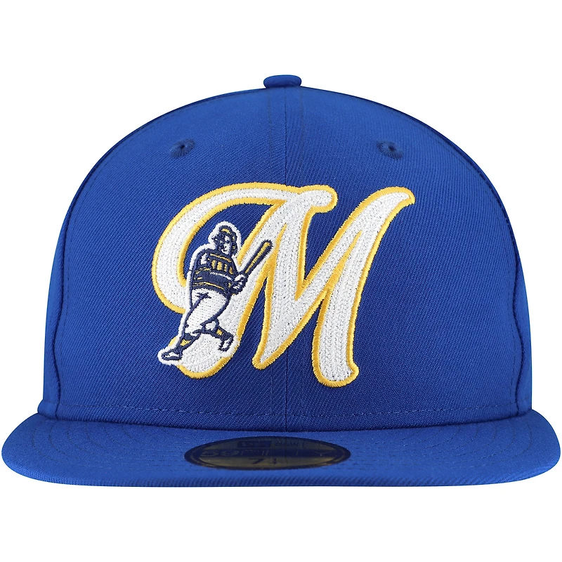 Casquette ajustée New Era Royal Milwaukee Brewers Duo Logo 2.0 59FIFTY pour homme