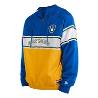 Sweat à capuche raglan anti-déchirure New Era Royal Milwaukee Brewers pour homme