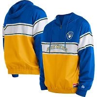 Men's New Era Royal Milwaukee Brewers Ripstop Raglan Quarter-Zip Hoodie