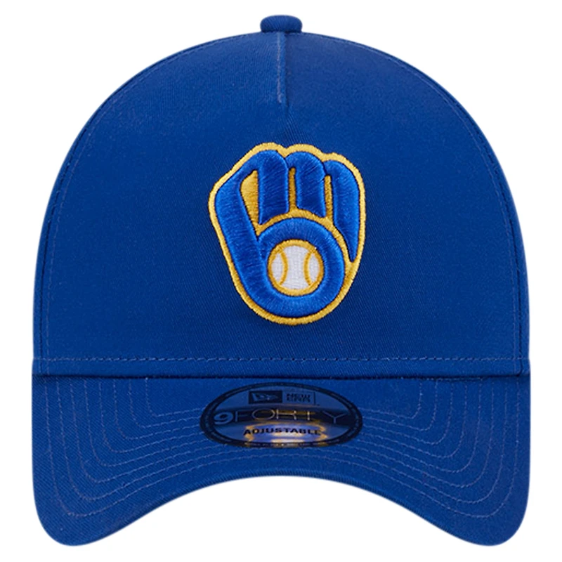 Casquette ajustable 9FORTY couleur A-Frame Royal Milwaukee Brewers Team New Era pour hommes